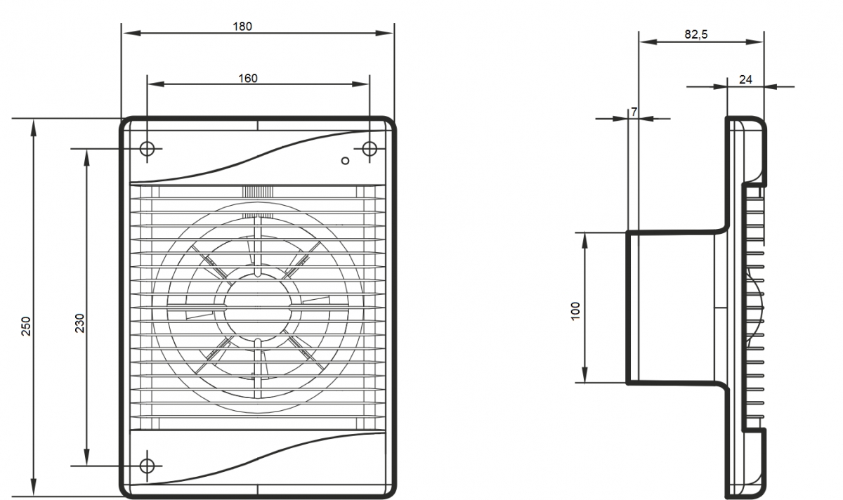 Вентилятор накладной ERA DiCiTi STANDARD 4ETF d100 (световой фототаймер)